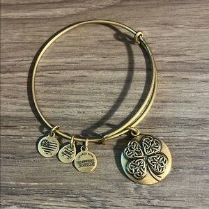 Alex and Ani Gold Clover Charm Bangle Bracelet